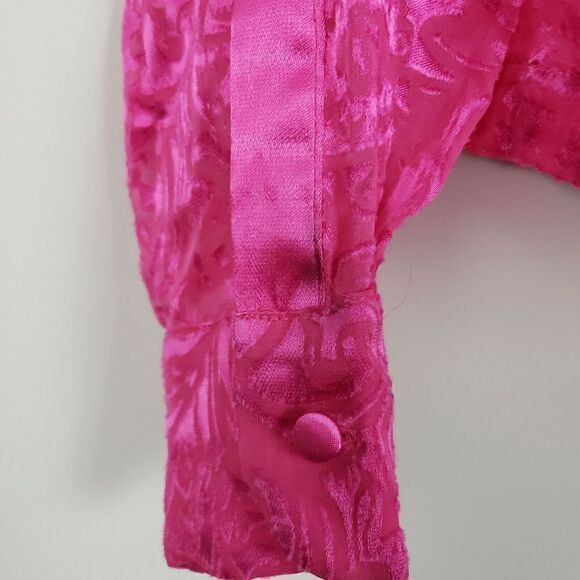 Preen Thornton Bregazzi Louise Silk Blouse Pink Burnout Sheer Wmns XS - Picture 7 of 7